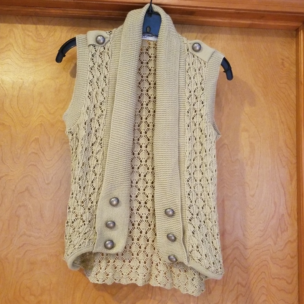 Crochet Cardigan Vest w/ Utility Vibe